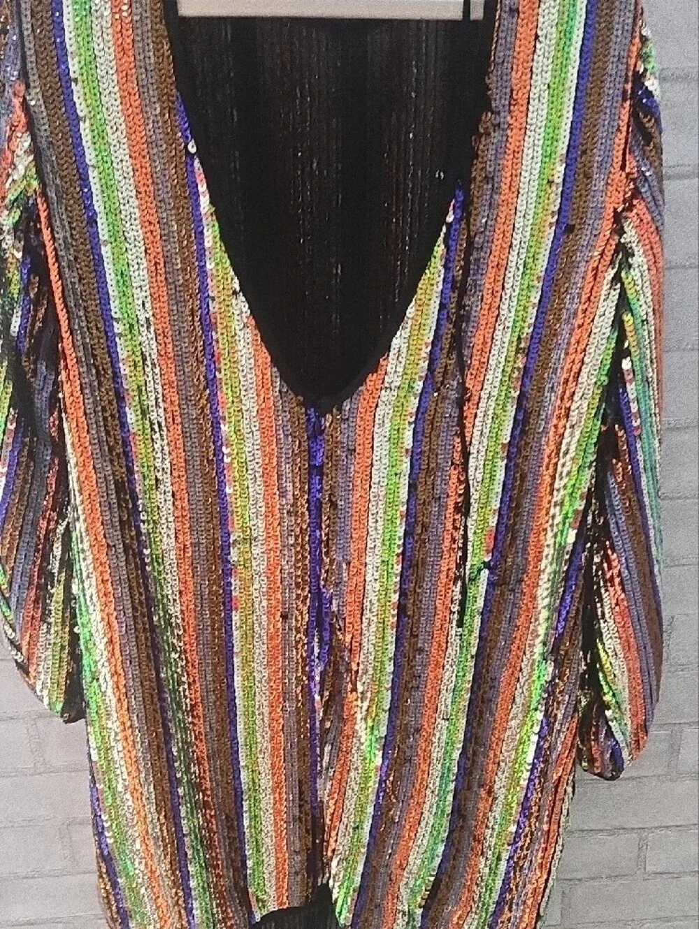 eva mendes for New York & Company Multicolor Sequin Stripe Long Sleeve Top